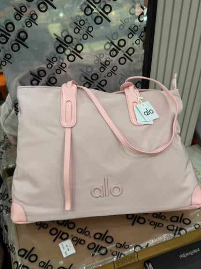 A-L-O Y-O-G-A Large Canvas Shopper Tote – Studio to Street Women Bag (Pink)