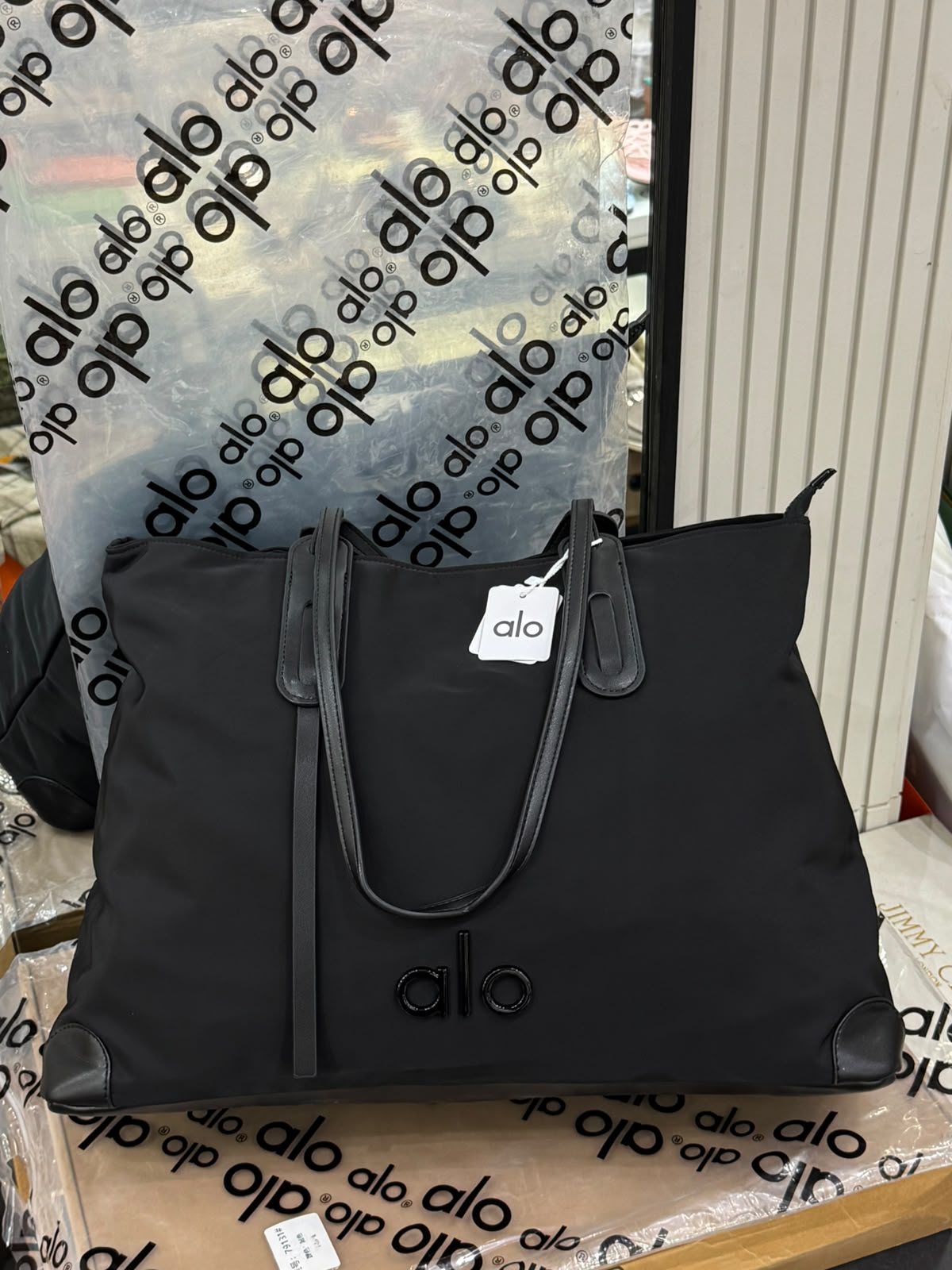 A-L-O Y-O-G-A Large Canvas Shopper Tote – Studio to Street Women Bag (Black)
