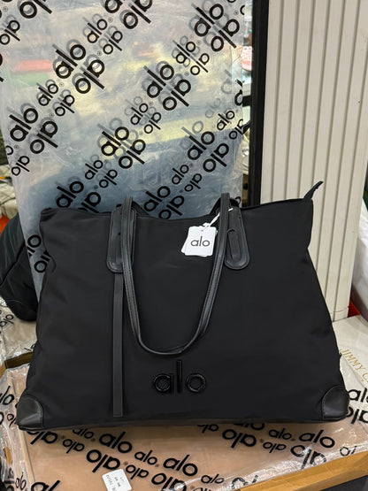 A-L-O Y-O-G-A Large Canvas Shopper Tote – Studio to Street Women Bag (Black)