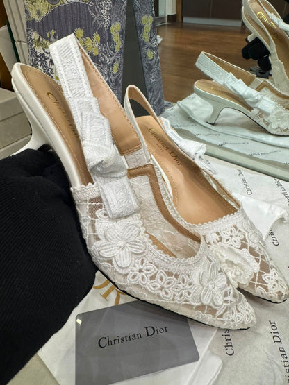 J'A-D-I-O-R Slingback Pumps – Iconic Elegance Women Footwear (White)