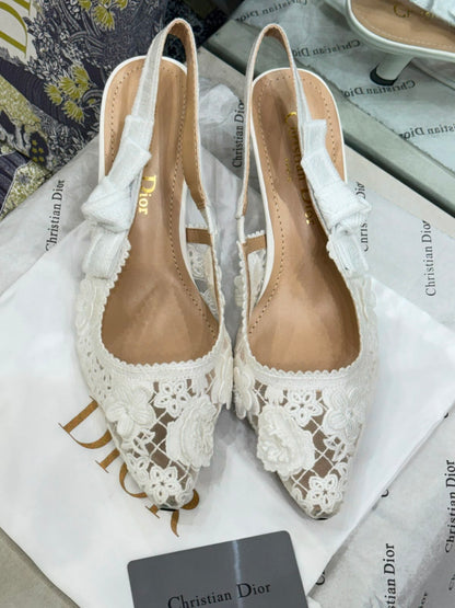 J'A-D-I-O-R Slingback Pumps – Iconic Elegance Women Footwear (White)