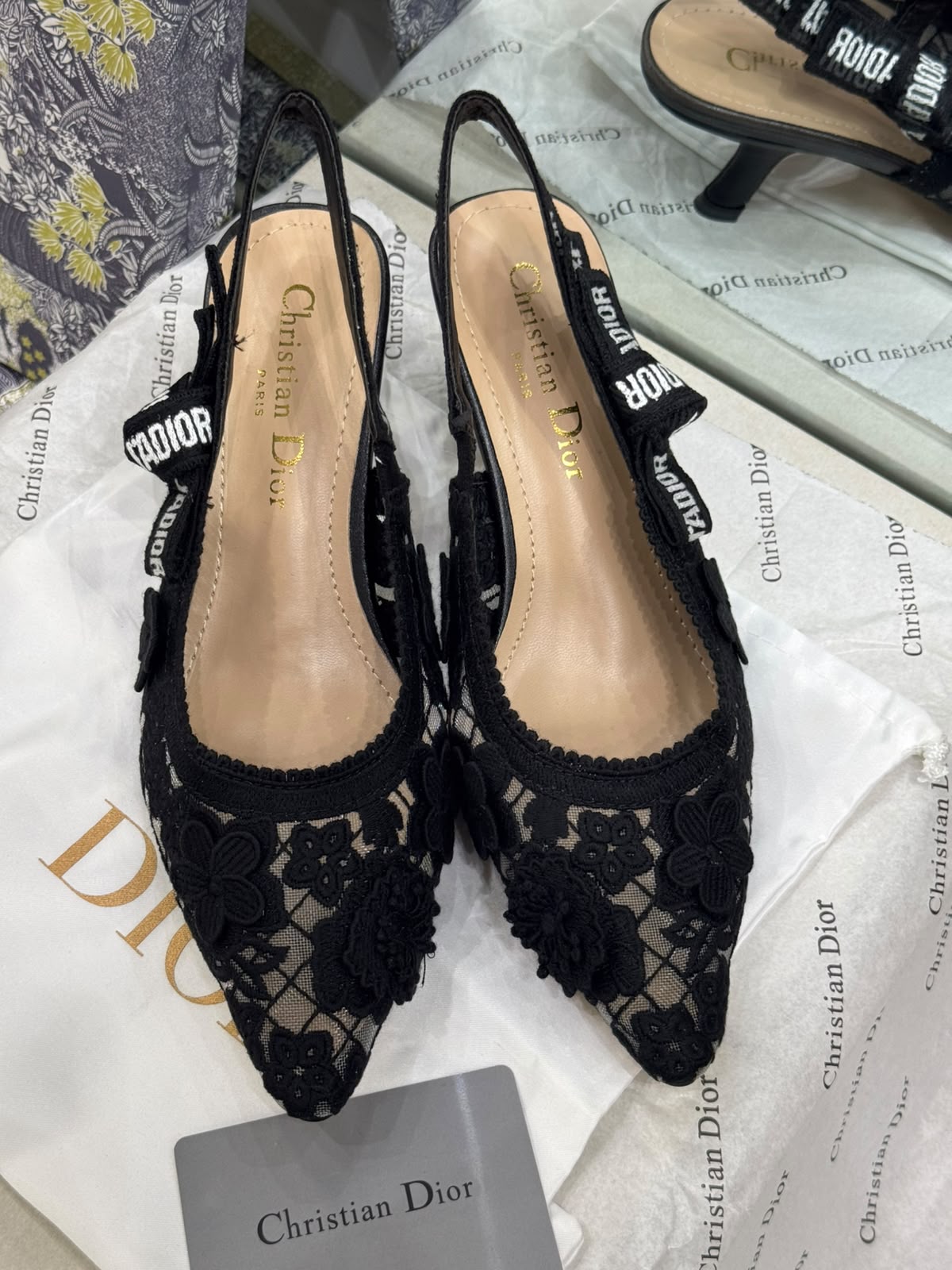 J'A-D-I-O-R Slingback Pumps – Iconic Elegance Women Footwear (Black)