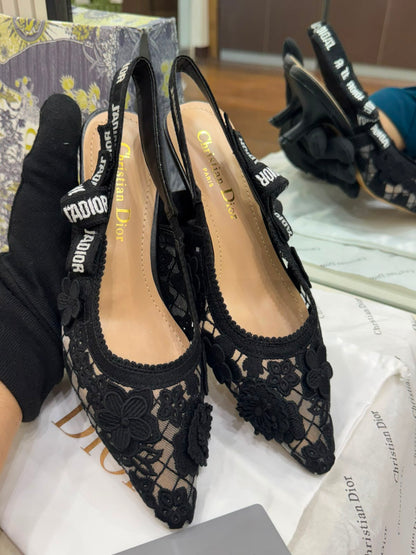 J'A-D-I-O-R Slingback Pumps – Iconic Elegance Women Footwear (Black)