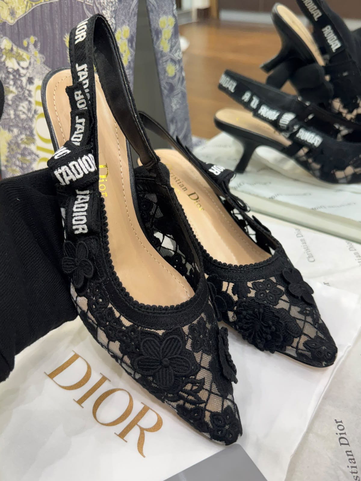 J'A-D-I-O-R Slingback Pumps – Iconic Elegance Women Footwear (Black)