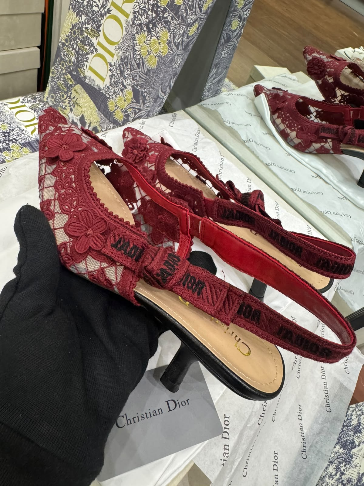 J'A-D-I-O-R Slingback Pumps – Iconic Elegance Women Footwear (Red)