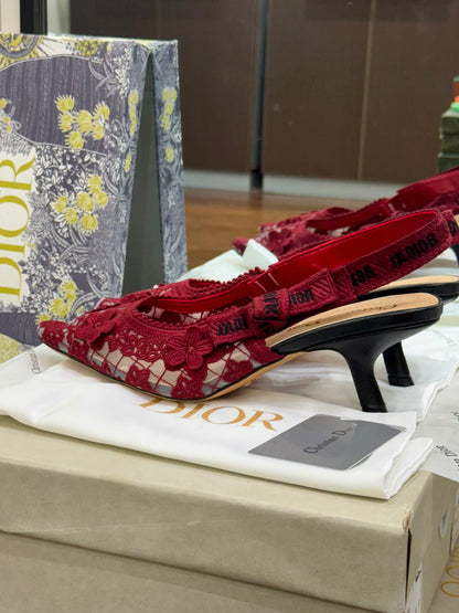 J'A-D-I-O-R Slingback Pumps – Iconic Elegance Women Footwear (Red)