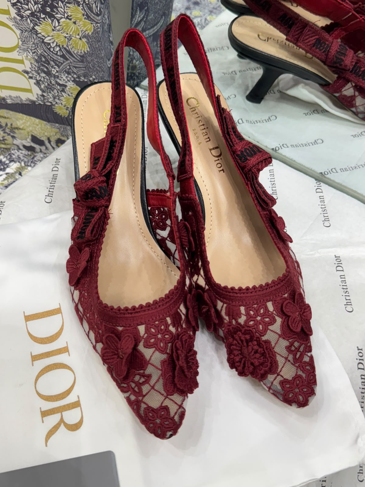 J'A-D-I-O-R Slingback Pumps – Iconic Elegance Women Footwear (Red)