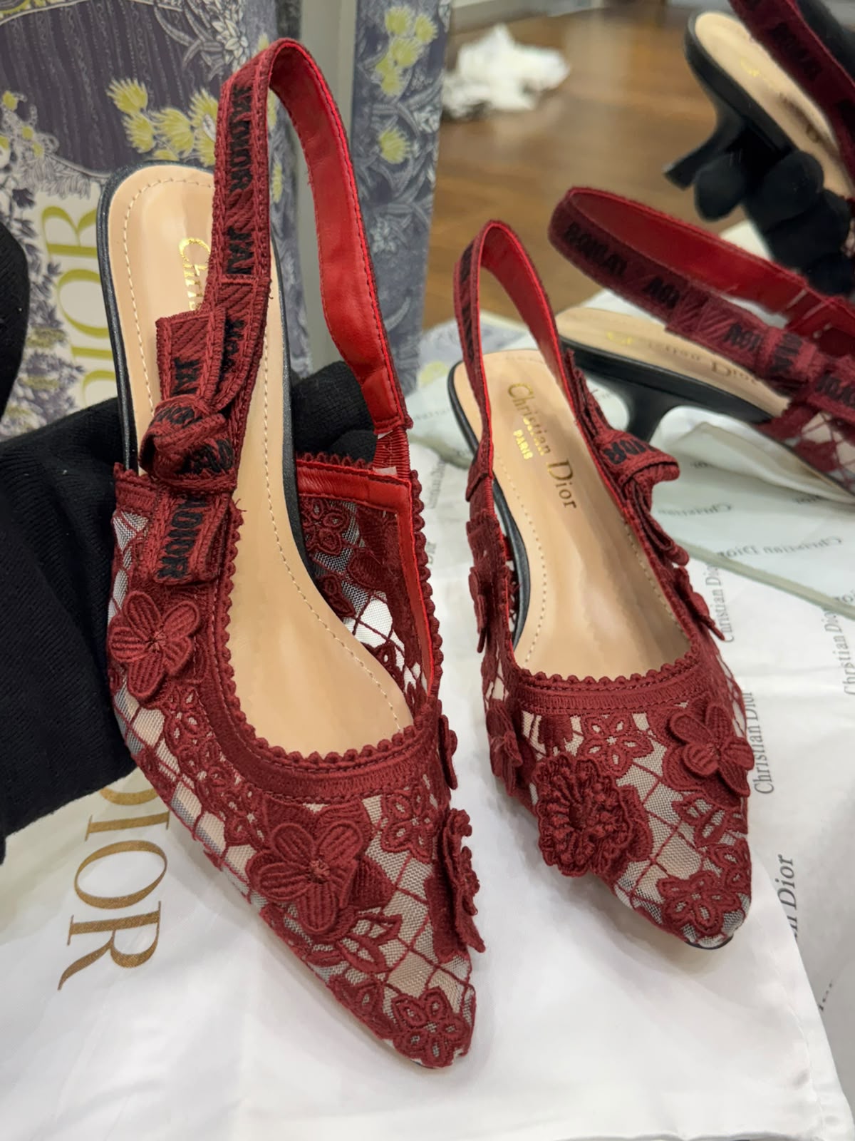 J'A-D-I-O-R Slingback Pumps – Iconic Elegance Women Footwear (Red)