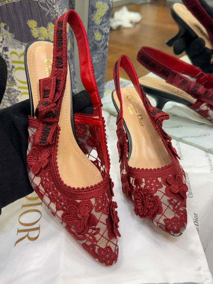 J'A-D-I-O-R Slingback Pumps – Iconic Elegance Women Footwear (Red)