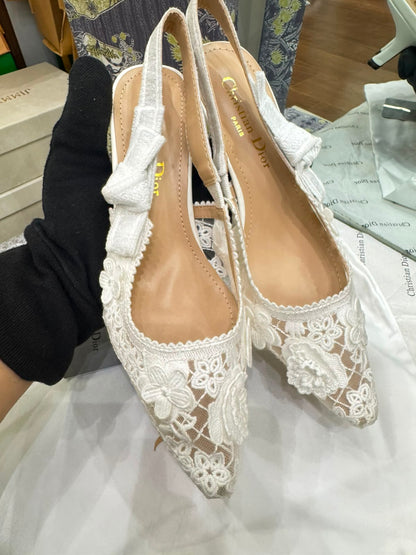 J'A-D-I-O-R Slingback Pumps – Iconic Elegance Women Footwear (White)