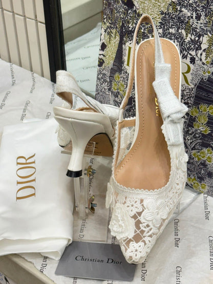 J'A-D-I-O-R Slingback Pumps – Iconic Elegance Women Footwear (White)