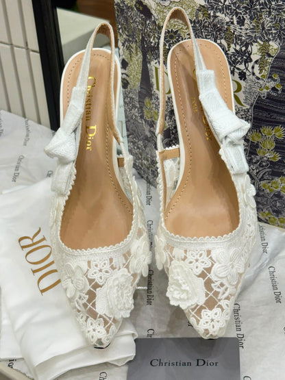 J'A-D-I-O-R Slingback Pumps – Iconic Elegance Women Footwear (White)