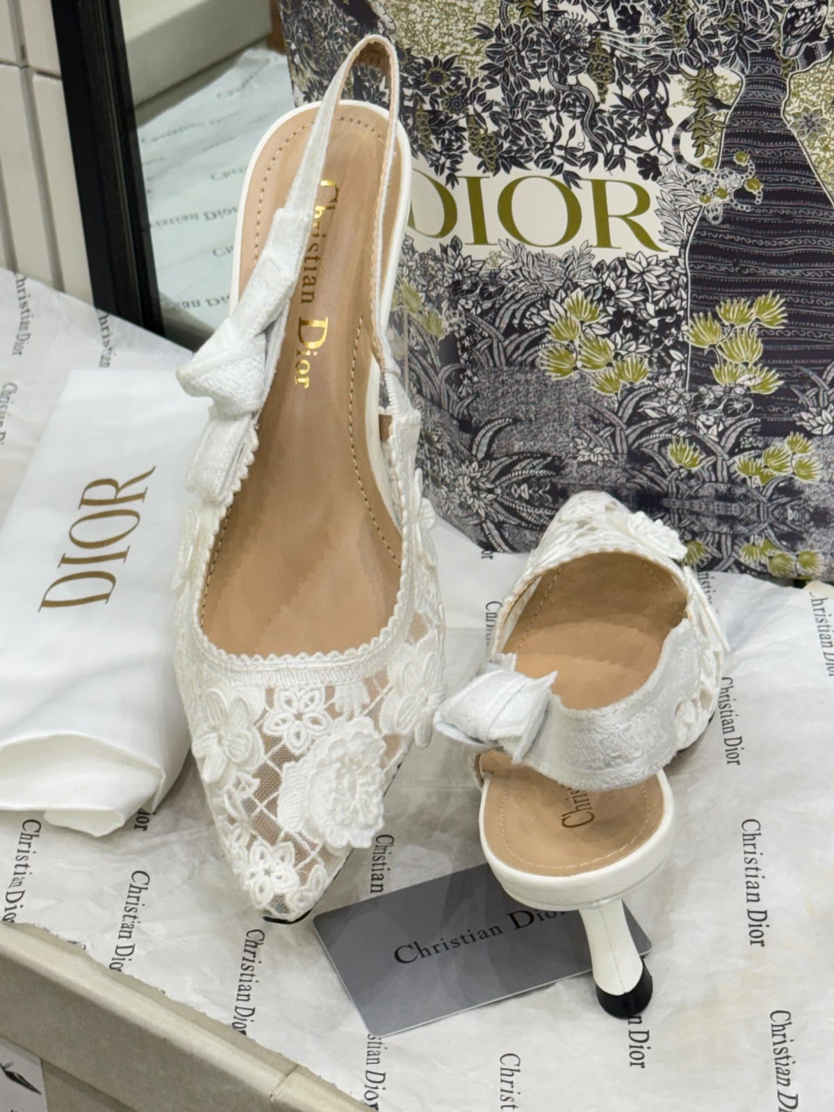 J'A-D-I-O-R Slingback Pumps – Iconic Elegance Women Footwear (White)