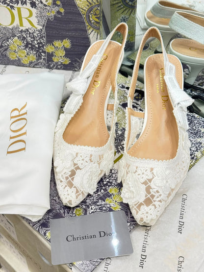 J'A-D-I-O-R Slingback Pumps – Iconic Elegance Women Footwear (White)