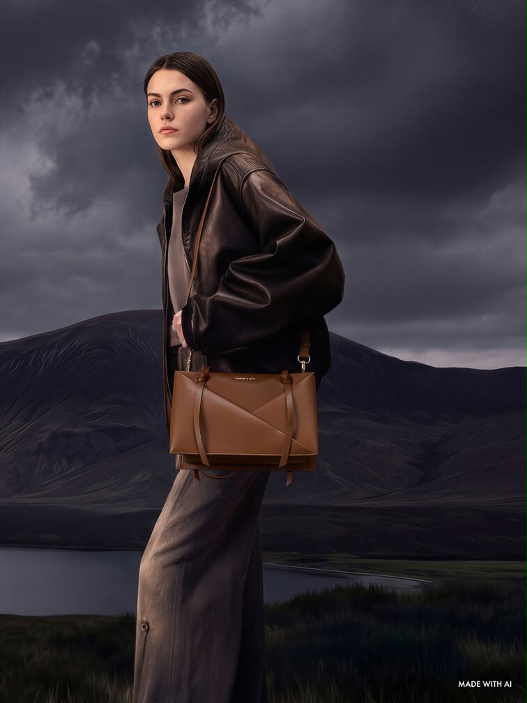 C-H-A-R-L-E-S & K-E-I-T-H Midori Geometric Tote – Modern Luxe Women Bag (Brown)