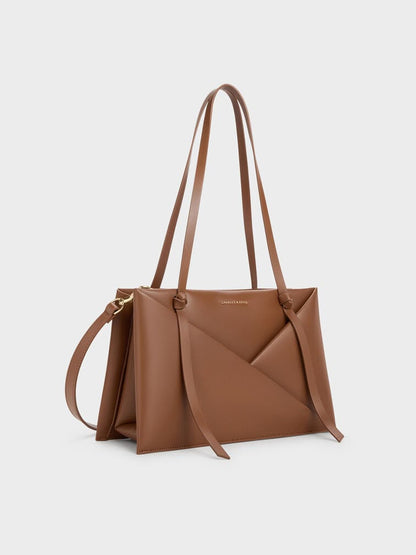 C-H-A-R-L-E-S & K-E-I-T-H Midori Geometric Tote – Modern Luxe Women Bag (Brown)