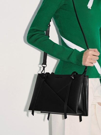 C-H-A-R-L-E-S & K-E-I-T-H Midori Geometric Tote – Modern Luxe Women Bag (Black)
