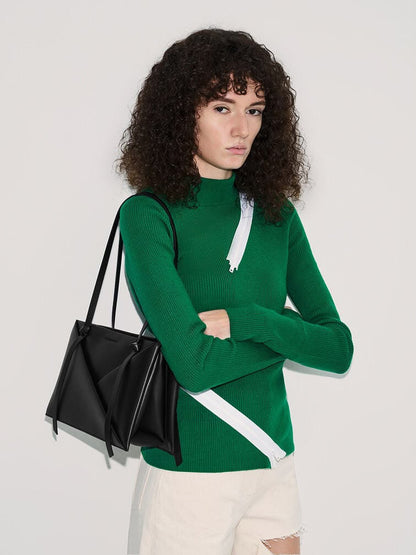 C-H-A-R-L-E-S & K-E-I-T-H Midori Geometric Tote – Modern Luxe Women Bag (Black)