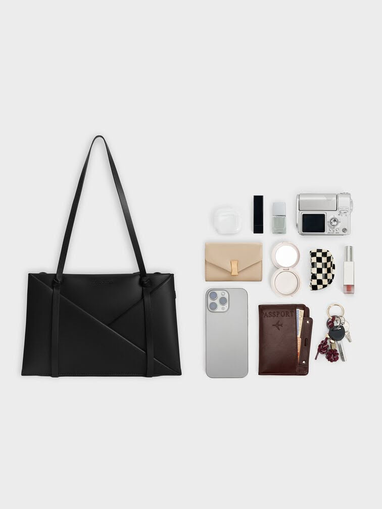 C-H-A-R-L-E-S & K-E-I-T-H Midori Geometric Tote – Modern Luxe Women Bag (Black)