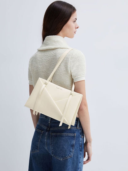 C-H-A-R-L-E-S & K-E-I-T-H Midori Geometric Tote – Modern Luxe Women Bag (White)