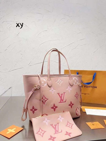 L-O-U-I-S V-U-I-T-T-O-N Neverfull MM Women Bag – Classic Edition 2pc (Pink)
