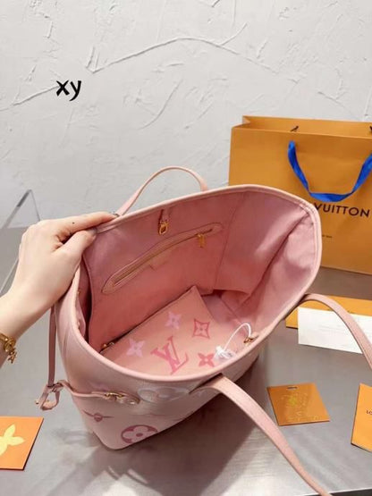 L-O-U-I-S V-U-I-T-T-O-N Neverfull MM Women Bag – Classic Edition 2pc (Pink)