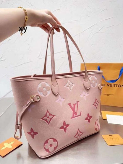 L-O-U-I-S V-U-I-T-T-O-N Neverfull MM Women Bag – Classic Edition 2pc (Pink)