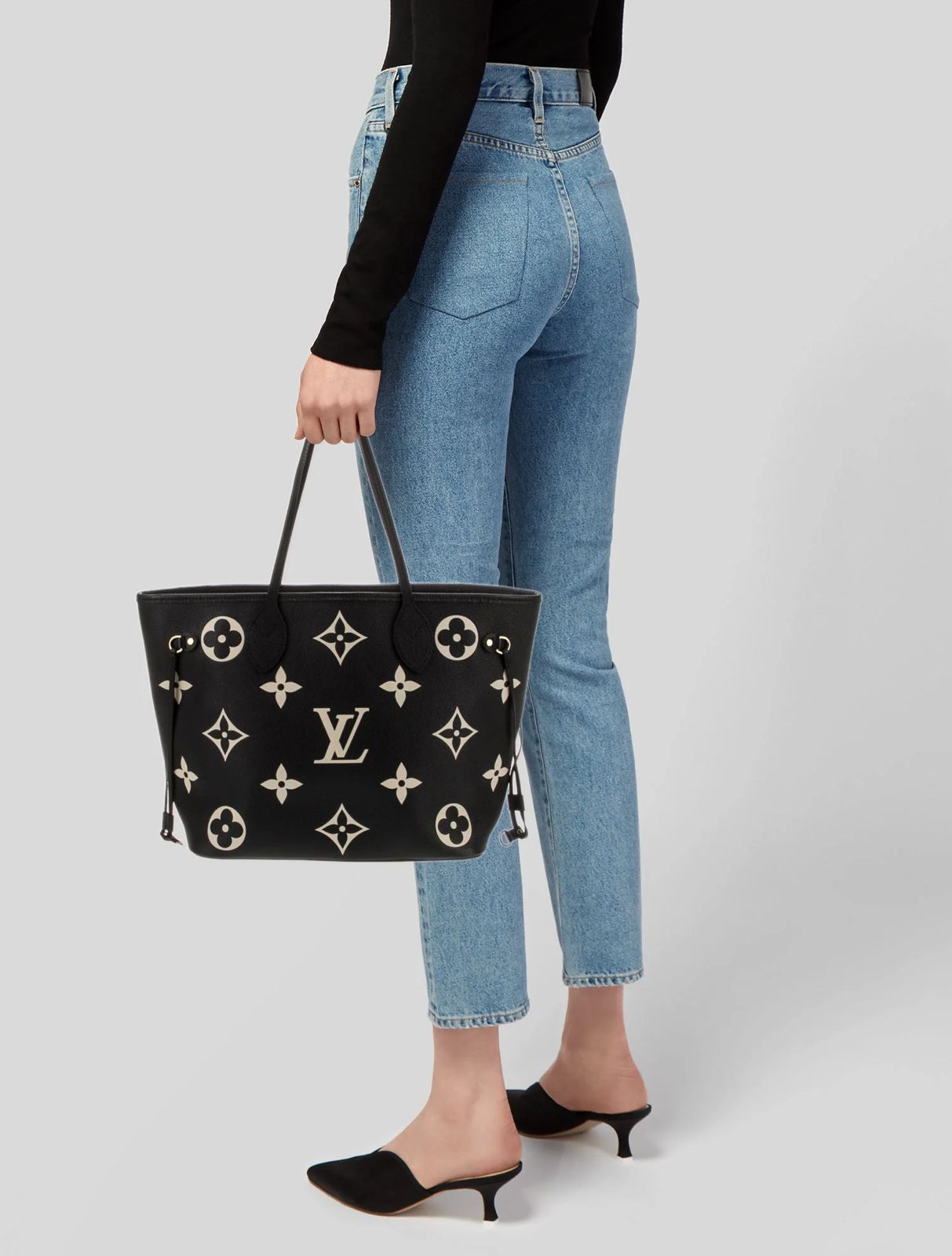 L-O-U-I-S V-U-I-T-T-O-N Neverfull MM Women Bag – Classic Edition 2pc (Black-2)