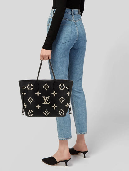 L-O-U-I-S V-U-I-T-T-O-N Neverfull MM Women Bag – Classic Edition 2pc (Black-2)