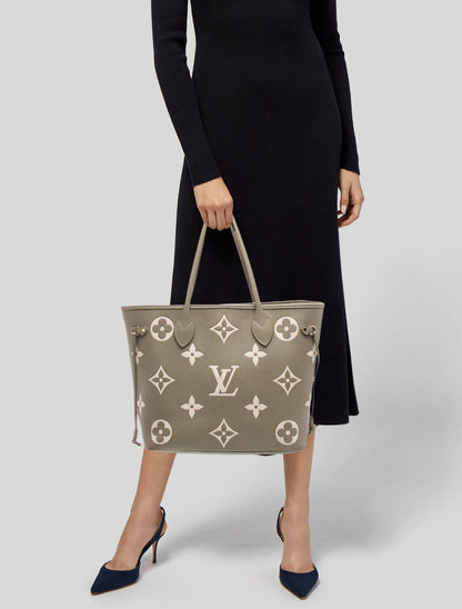 L-O-U-I-S V-U-I-T-T-O-N Neverfull MM Women Bag – Classic Edition 2pc (Beige)