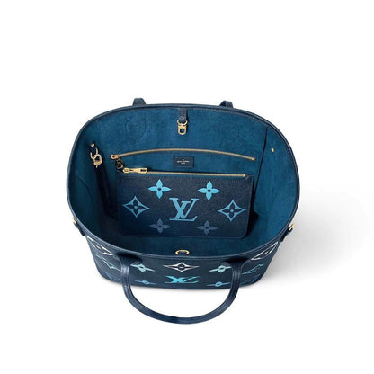 L-O-U-I-S V-U-I-T-T-O-N Neverfull MM Women Bag – Classic Edition 2pc (Blue)