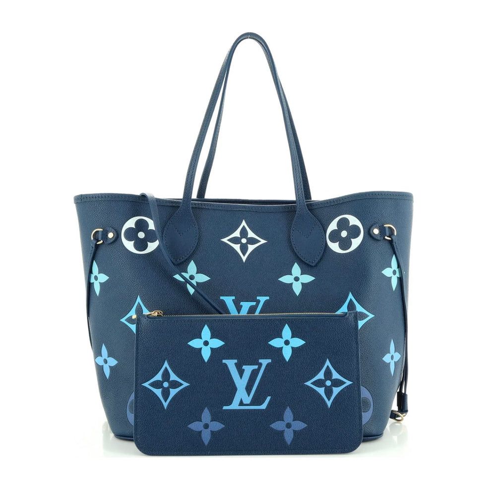 L-O-U-I-S V-U-I-T-T-O-N Neverfull MM Women Bag – Classic Edition 2pc (Blue)