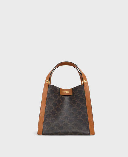 C-E-L-I-N-E Small Cube Bag in Triomphe Canvas – Everyday Luxe Women Bag (Brown)