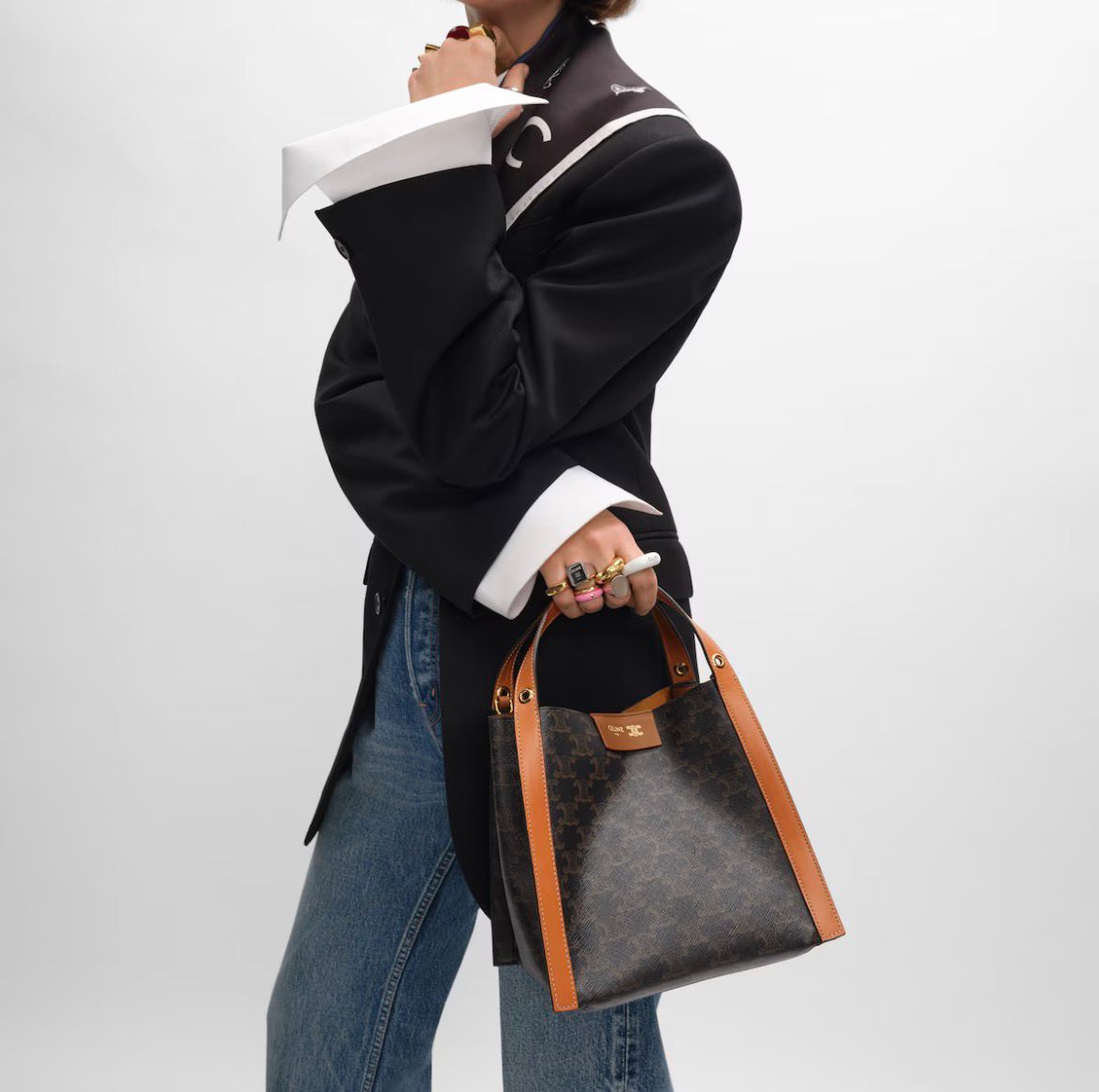 C-E-L-I-N-E Small Cube Bag in Triomphe Canvas – Everyday Luxe Women Bag (Brown)