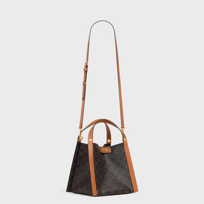 C-E-L-I-N-E Small Cube Bag in Triomphe Canvas – Everyday Luxe Women Bag (Brown)