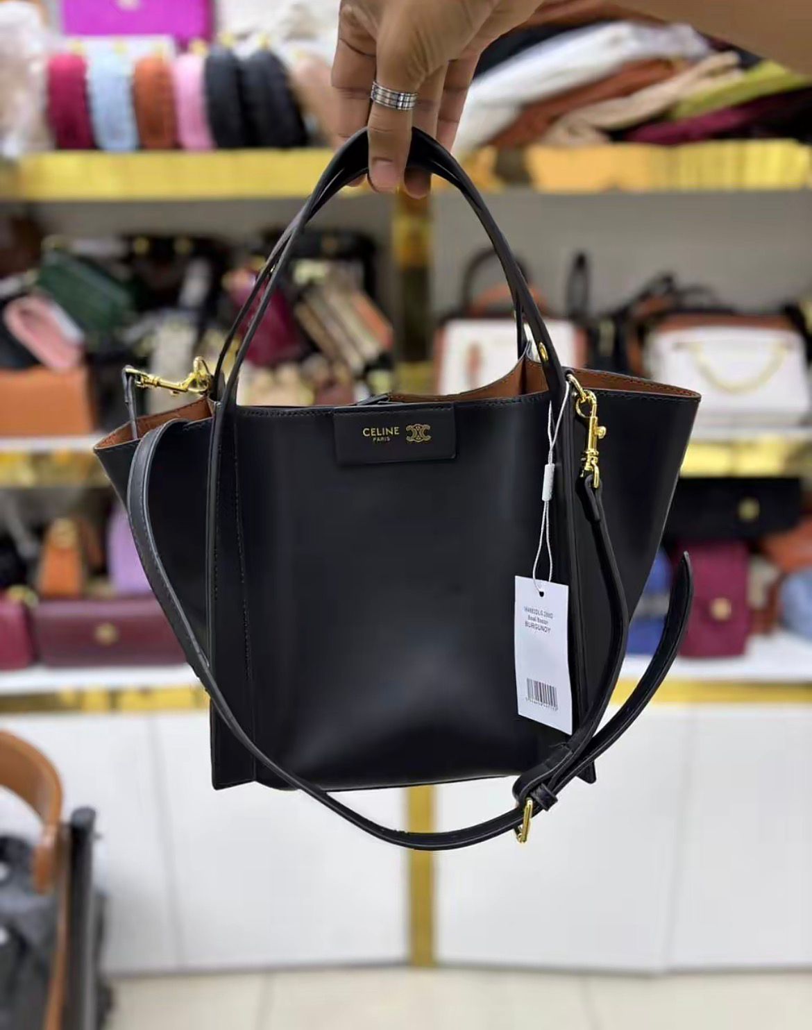C-E-L-I-N-E Small Cube Bag in Triomphe Canvas – Everyday Luxe Women Bag (Black)