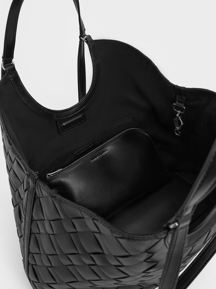 C-H-A-R-L-E-S & K-E-I-T-H Ivette Woven Tote – Modern Luxe Women Bag (Black)