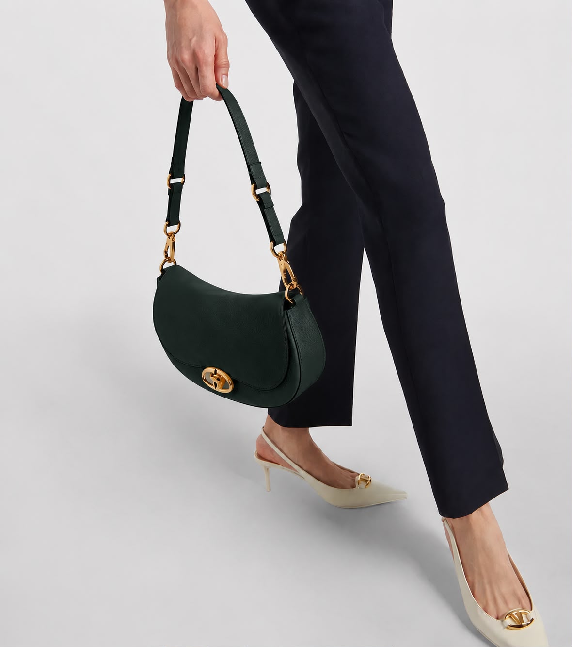 V-A-L-E-N-T-I-N-O G-A-R-A-V-A-N-I Ohval VLogo Small Shoulder Bag – Signature Luxe Women Bag (Green)