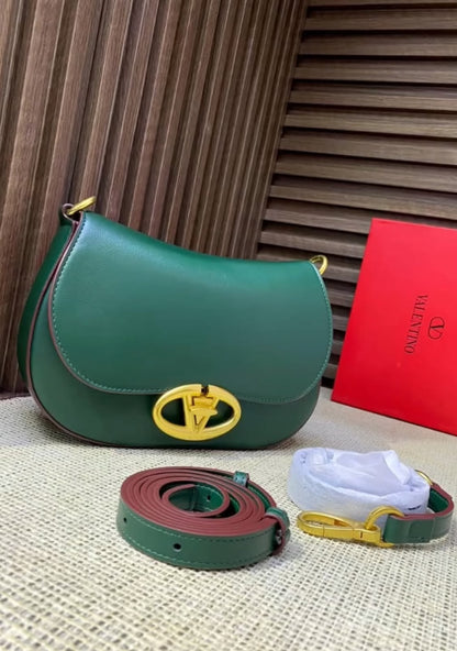 V-A-L-E-N-T-I-N-O G-A-R-A-V-A-N-I Ohval VLogo Small Shoulder Bag – Signature Luxe Women Bag (Green)