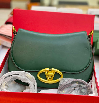 V-A-L-E-N-T-I-N-O G-A-R-A-V-A-N-I Ohval VLogo Small Shoulder Bag – Signature Luxe Women Bag (Green)