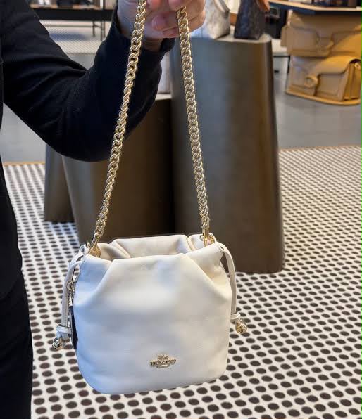 C-O-A-C-H Faye Mini Drawstring Bag – Elegant Luxe Women Bag (White)