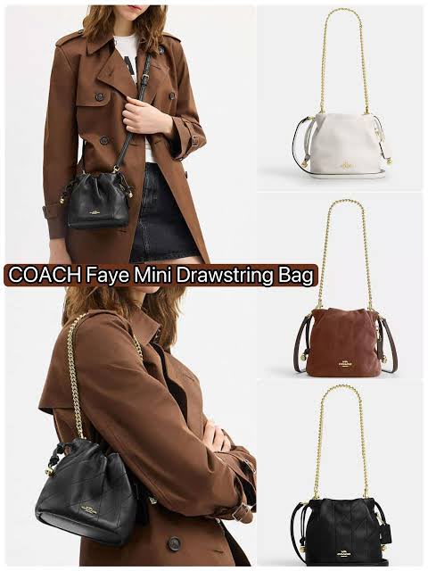 C-O-A-C-H Faye Mini Drawstring Bag – Elegant Luxe Women Bag (Black)
