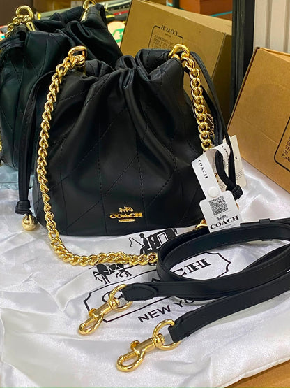 C-O-A-C-H Faye Mini Drawstring Bag – Elegant Luxe Women Bag (Black)