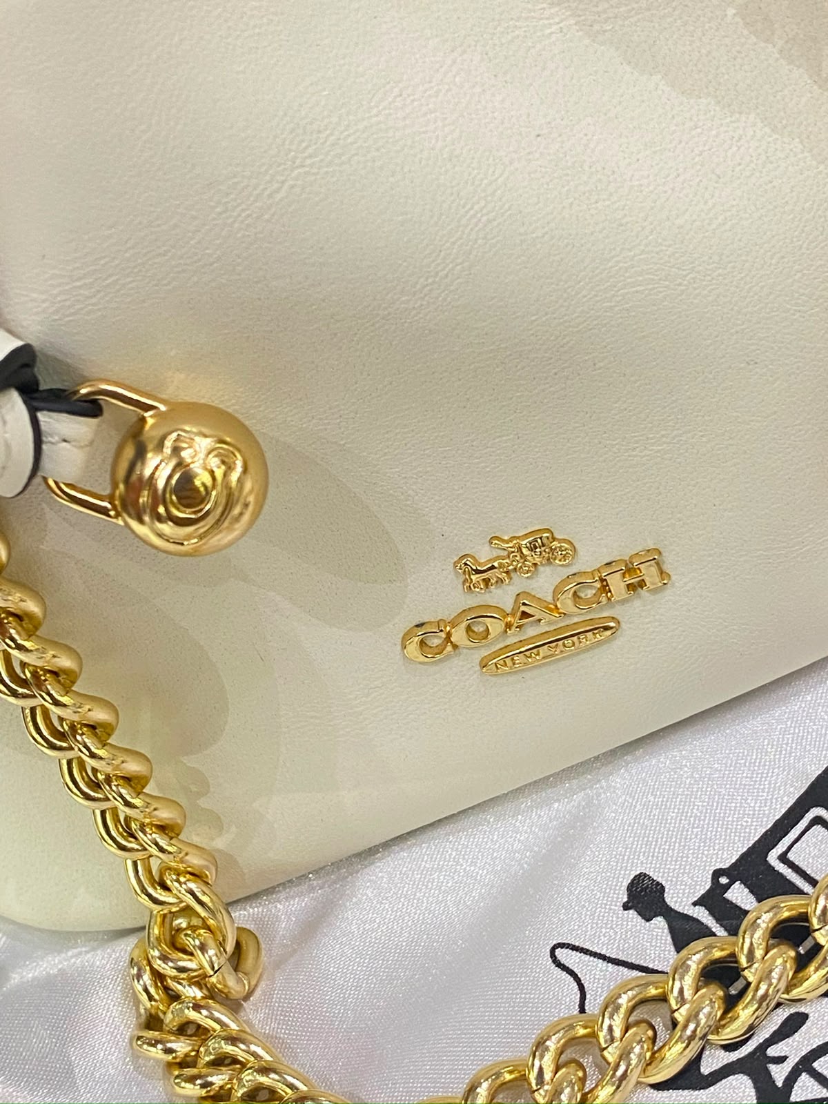 C-O-A-C-H Faye Mini Drawstring Bag – Elegant Luxe Women Bag (White)