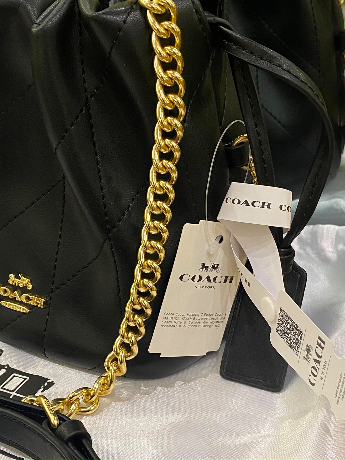 C-O-A-C-H Faye Mini Drawstring Bag – Elegant Luxe Women Bag (Black)