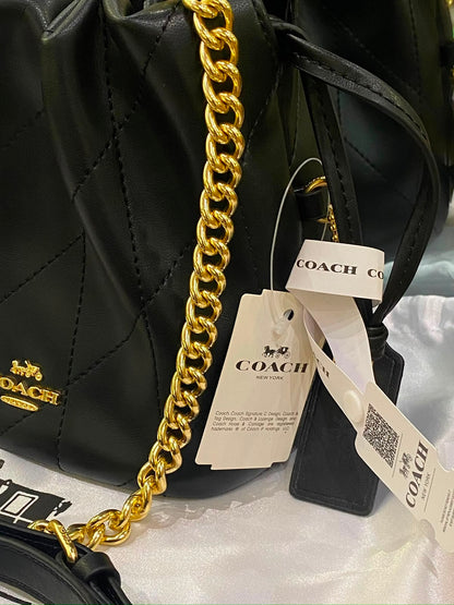 C-O-A-C-H Faye Mini Drawstring Bag – Elegant Luxe Women Bag (Black)