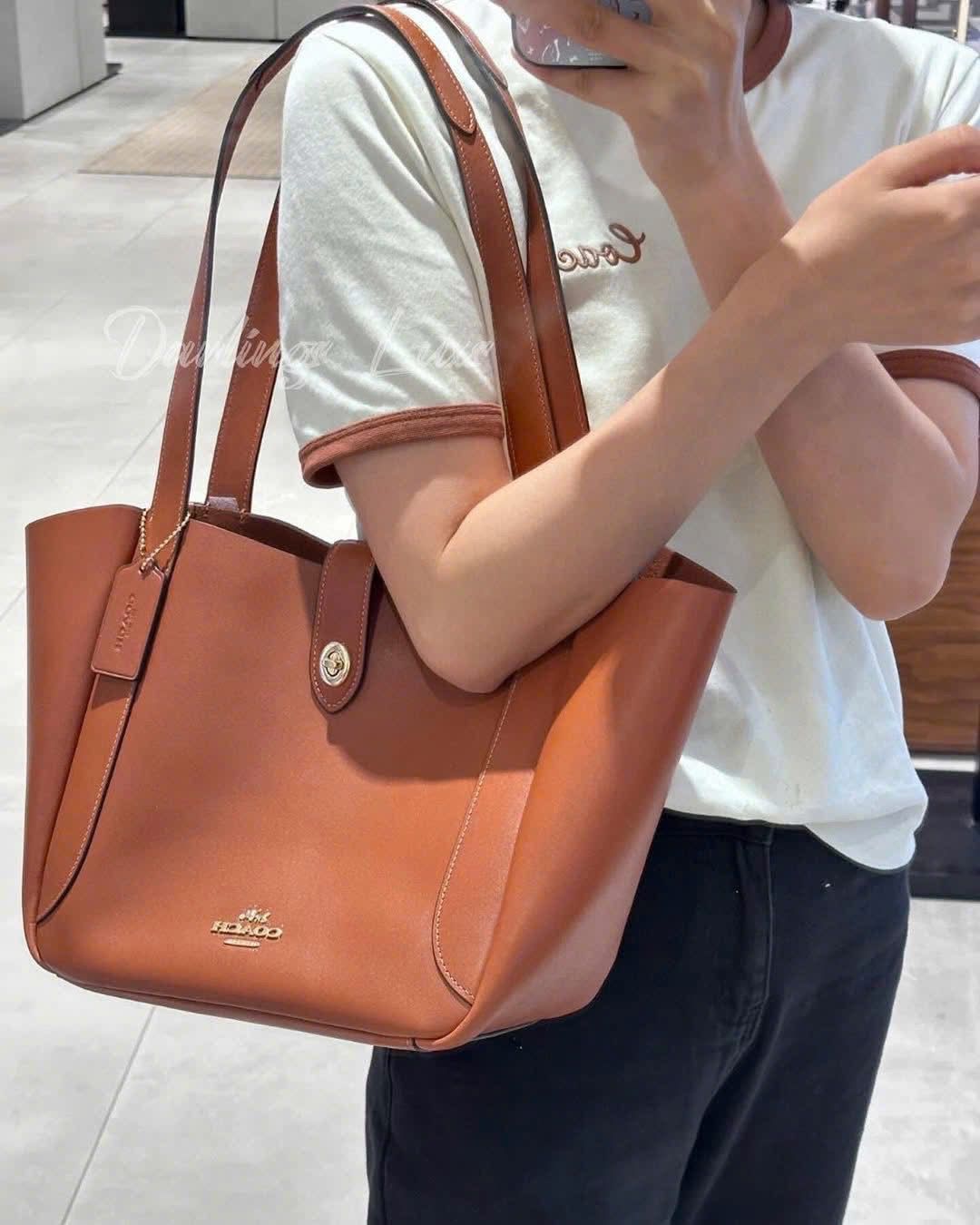C-O-A-C-H Hadley Turnlock Tote – Elegant Luxe Women Bag (Brown)