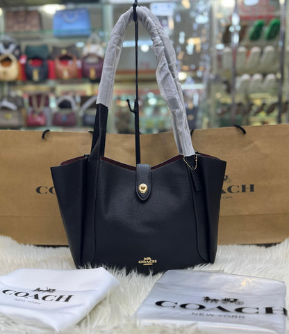 C-O-A-C-H Hadley Turnlock Tote – Elegant Luxe Women Bag (Black)