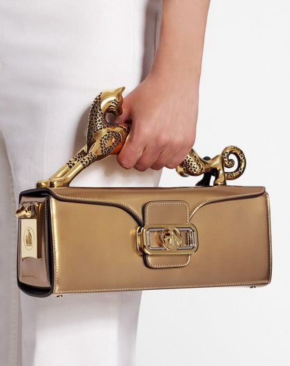 L-A-N-V-I-N Inspired Rateau Pencil Cat Shoulder Bag – Elegant Luxe Women Bag (Gold)