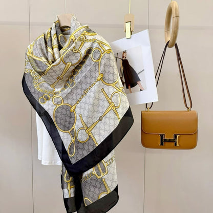 G-U-C-C-I Silk Scarf – Elegant Luxury Women Accessory (Black)
